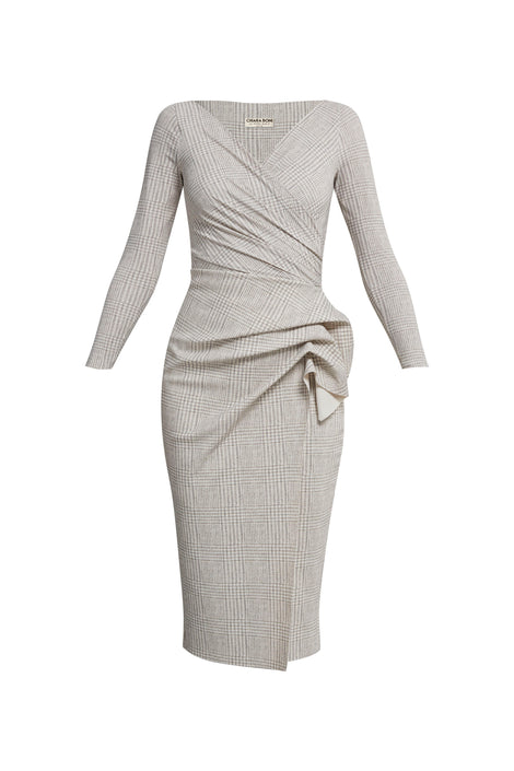 grey elegant long-sleeve dress