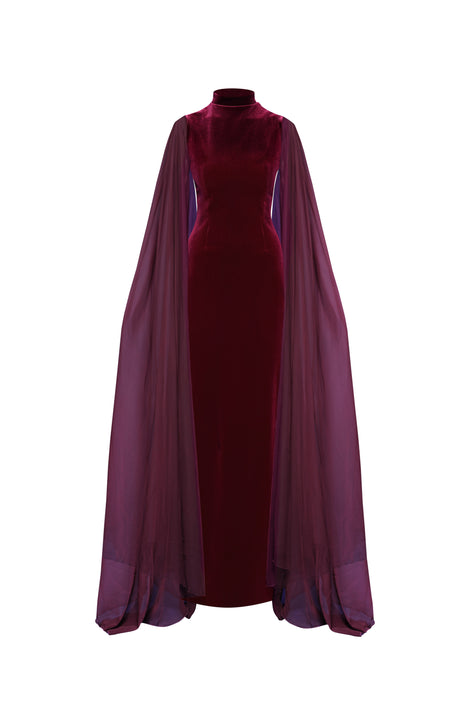 DILLA VELVET AND CHIFFON GOWN