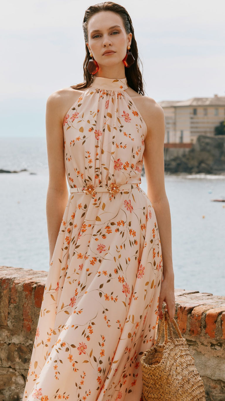 chiara boni la petite robe midi dresses Chiara Boni La Petite Robe Women's Floral Georgette Midi-Dress - Blue Pattern