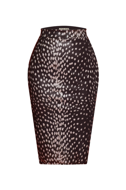 LUMI FAUX-LEATHER PRINTED SKIRT