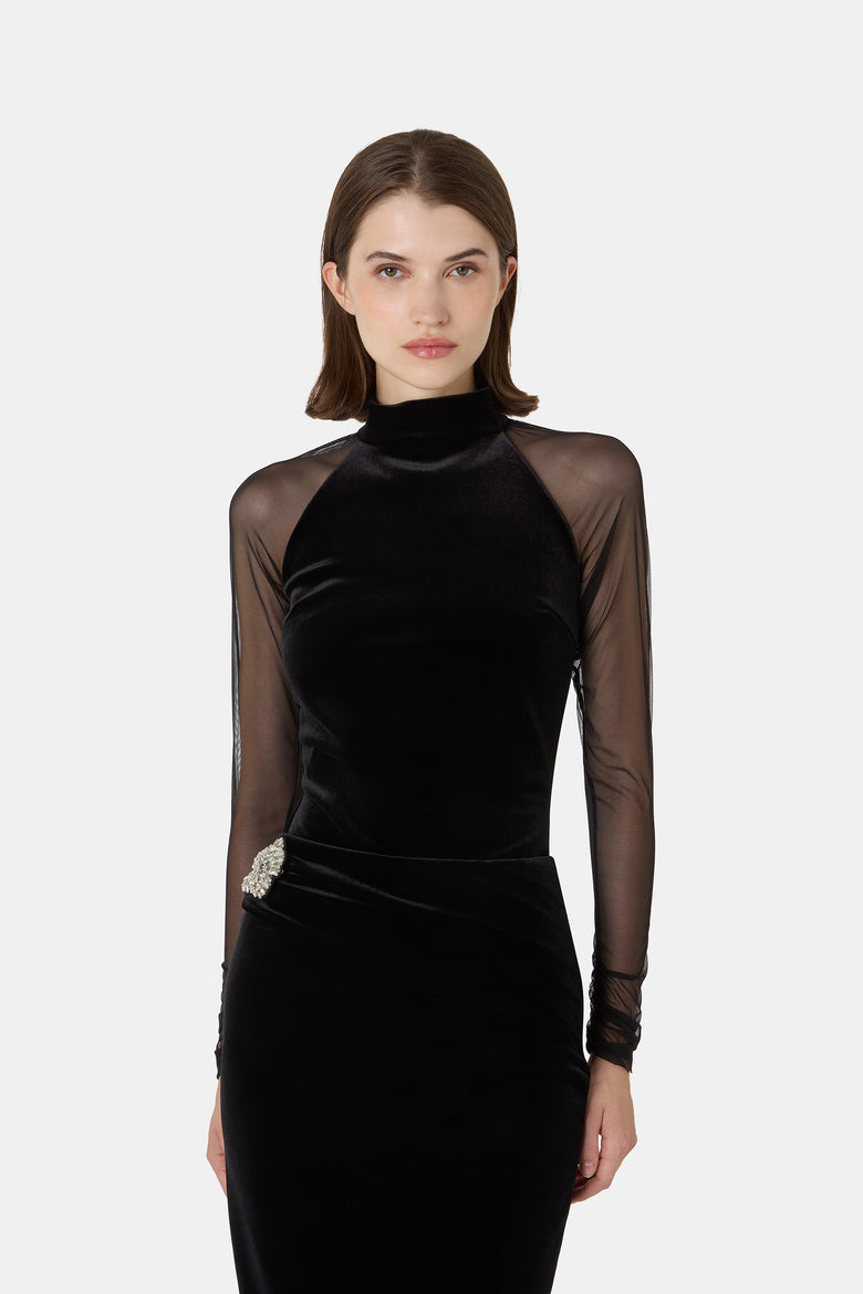 Islu Tulle And Velvet Top   5
