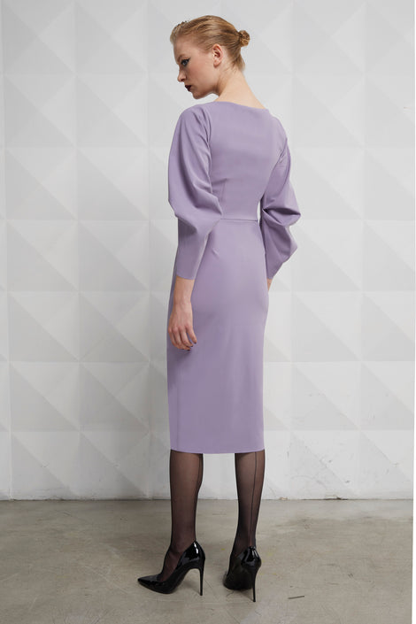 elegant lilac calf-length dress