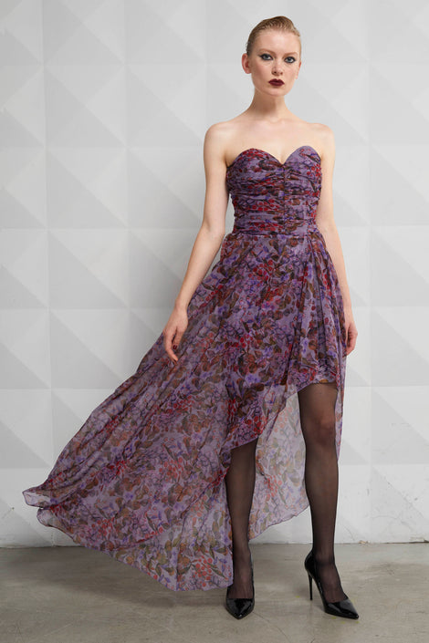 elegant dress with chiffon skirt